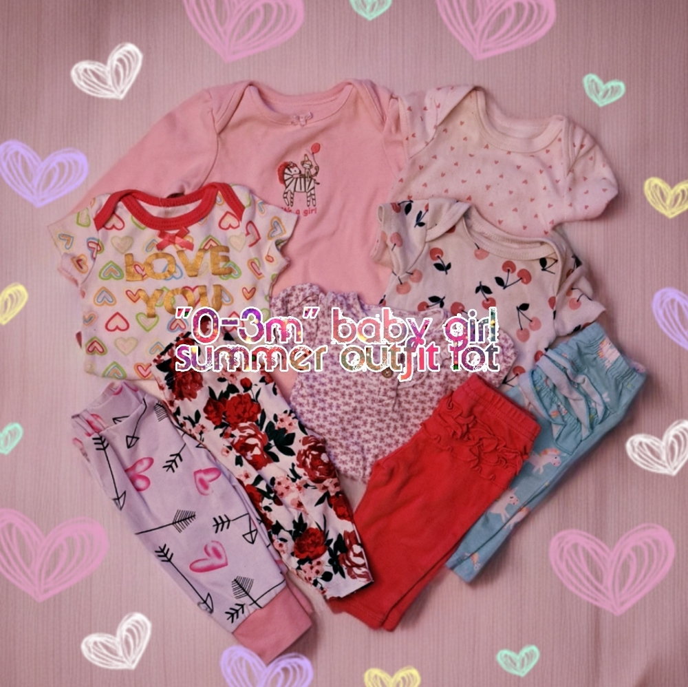 "0-3m" baby girl summer outfit lot 👶🌞